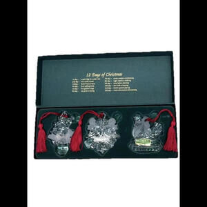 🌲🎁Marquis Waterford 1st Set Of Three 12 Days of Christmas Crystal Ornaments